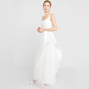 Art Deco White Geometric Pleated Maxi Dress